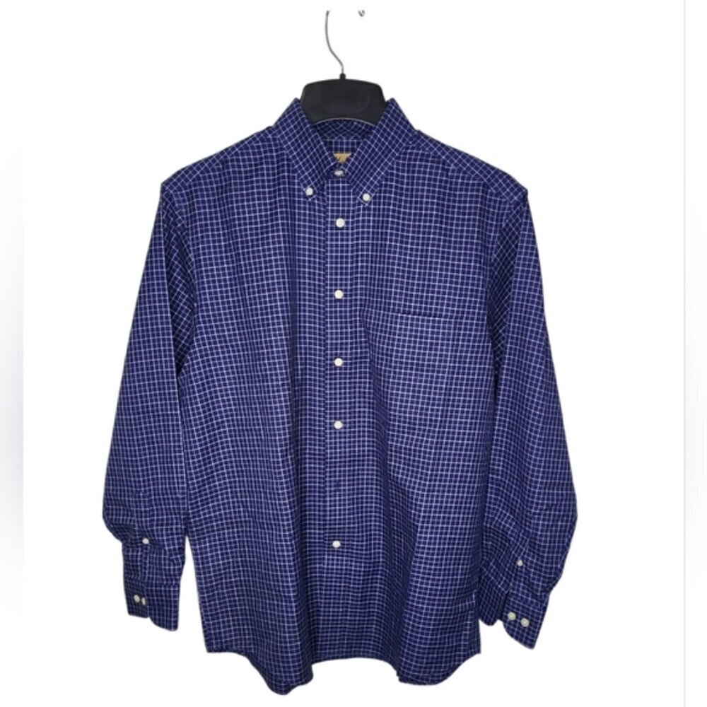 Roundtree & Yorke Men's Shirt Sz M Gold Label Non-Iron Perfect Performance Check